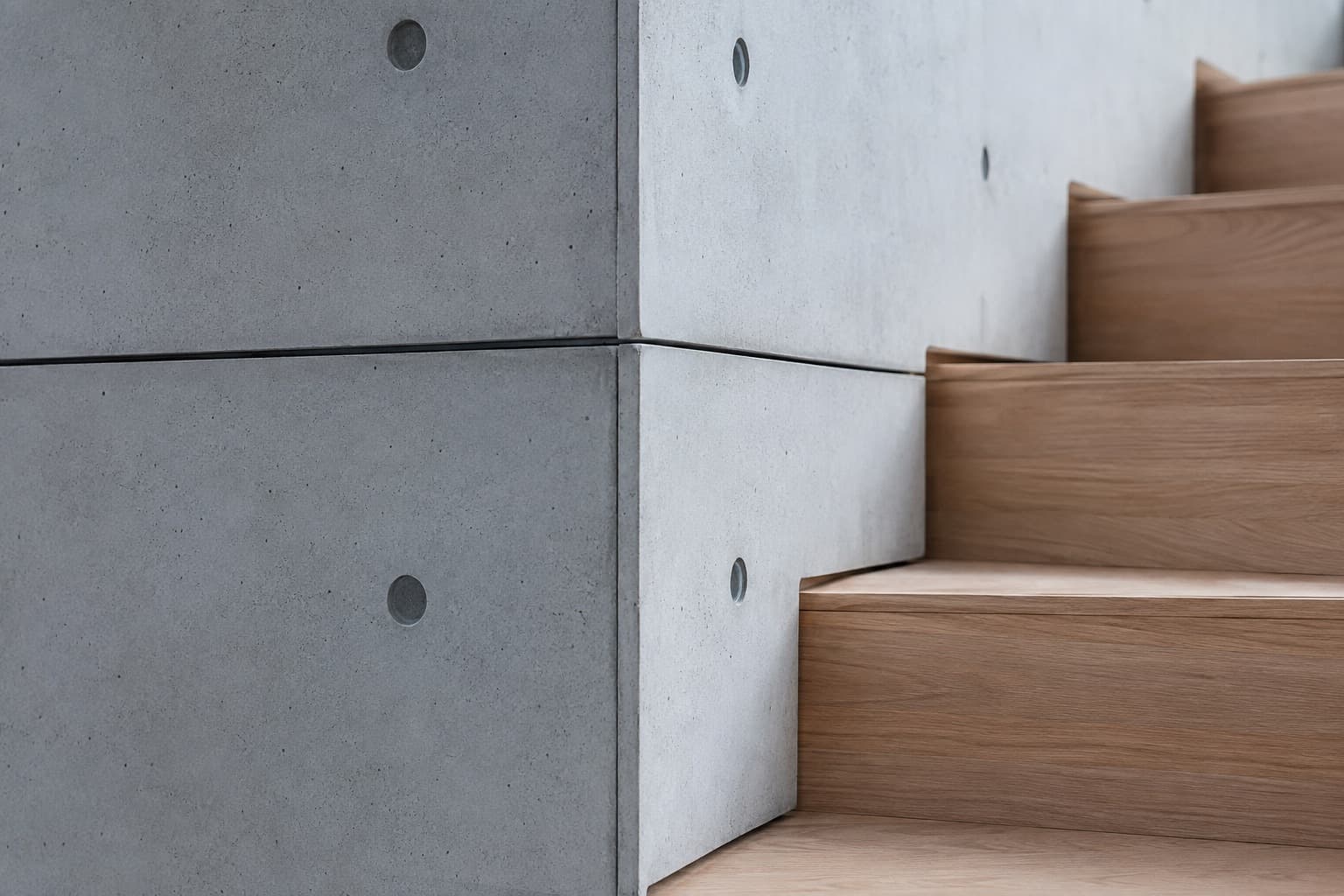 Precast panels with their honest tie-hole rhythm.